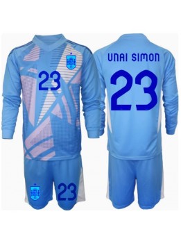 Spanien Unai Simon #23 Målvakt Replika Hemmakläder Barn EM 2024 Långärmad (+ byxor)